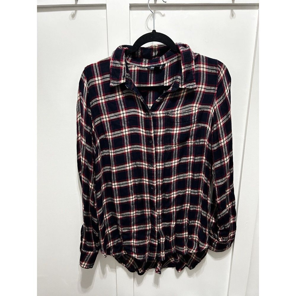 Lucky Brand Shirt Womens Medium Bungalow Plaid Soft Long Sleeve Button Slit Back